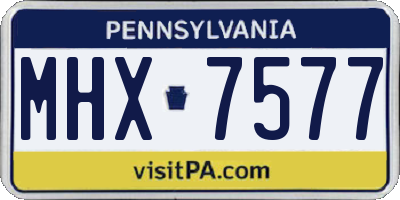 PA license plate MHX7577