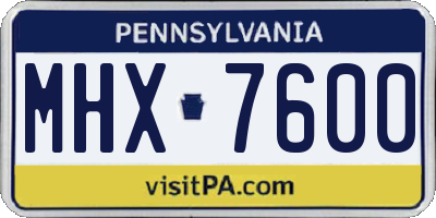 PA license plate MHX7600