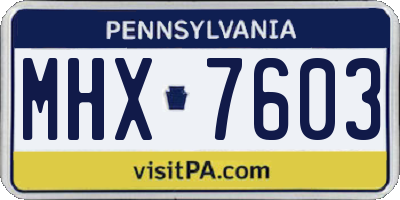 PA license plate MHX7603