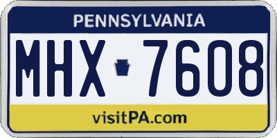PA license plate MHX7608