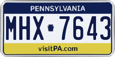 PA license plate MHX7643