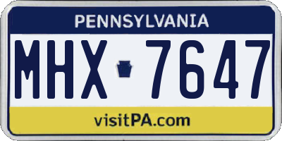 PA license plate MHX7647