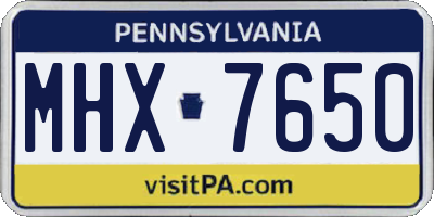 PA license plate MHX7650