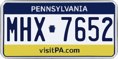 PA license plate MHX7652