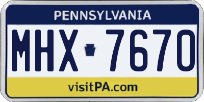 PA license plate MHX7670
