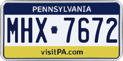 PA license plate MHX7672