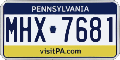 PA license plate MHX7681