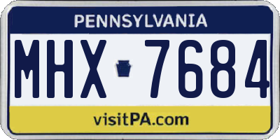 PA license plate MHX7684