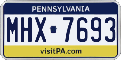 PA license plate MHX7693