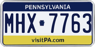 PA license plate MHX7763