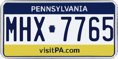 PA license plate MHX7765