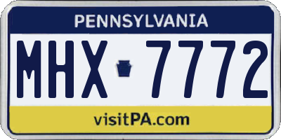 PA license plate MHX7772