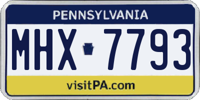 PA license plate MHX7793