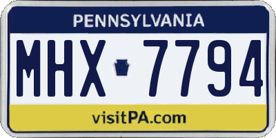 PA license plate MHX7794