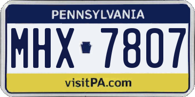 PA license plate MHX7807