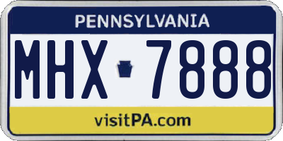 PA license plate MHX7888