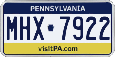 PA license plate MHX7922