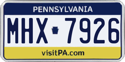 PA license plate MHX7926