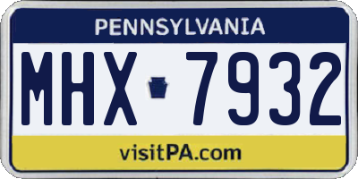 PA license plate MHX7932