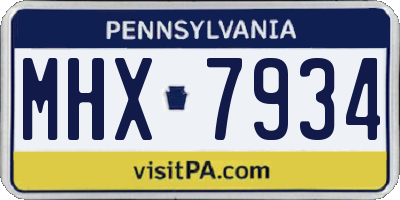 PA license plate MHX7934