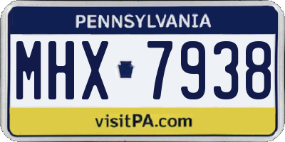 PA license plate MHX7938