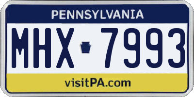 PA license plate MHX7993