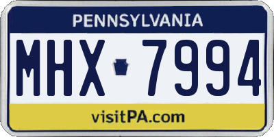 PA license plate MHX7994