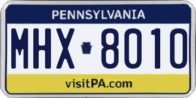 PA license plate MHX8010