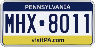 PA license plate MHX8011