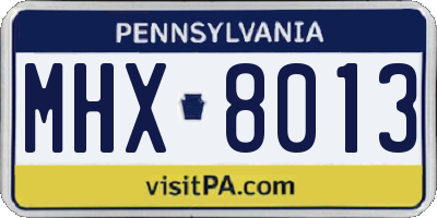 PA license plate MHX8013