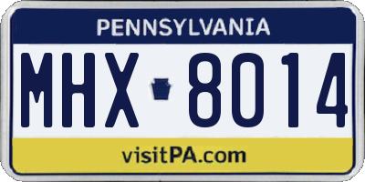 PA license plate MHX8014