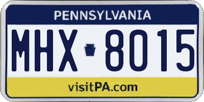 PA license plate MHX8015