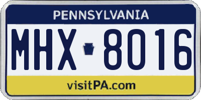 PA license plate MHX8016