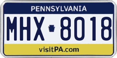 PA license plate MHX8018