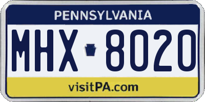 PA license plate MHX8020