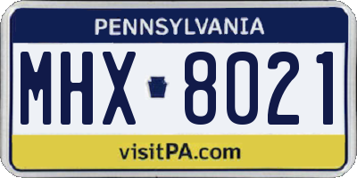 PA license plate MHX8021