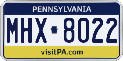 PA license plate MHX8022