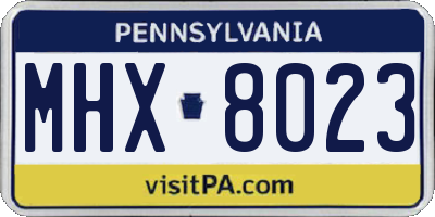 PA license plate MHX8023