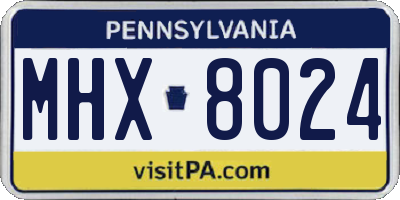 PA license plate MHX8024