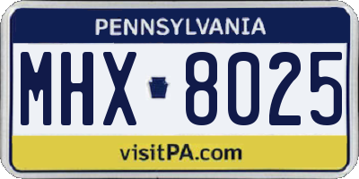 PA license plate MHX8025