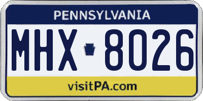 PA license plate MHX8026