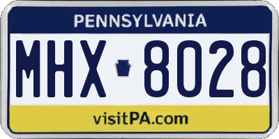 PA license plate MHX8028