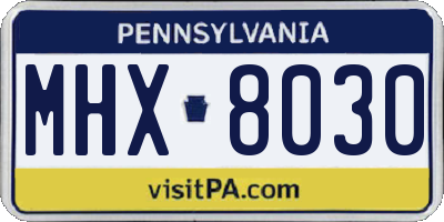 PA license plate MHX8030