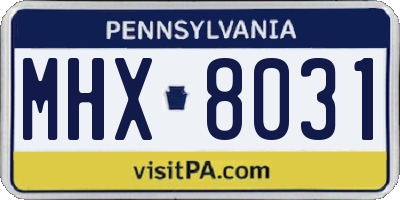 PA license plate MHX8031