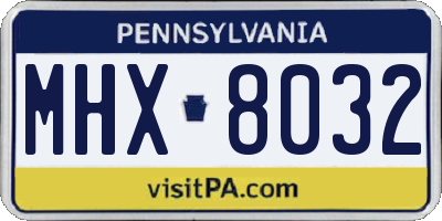 PA license plate MHX8032