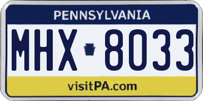 PA license plate MHX8033