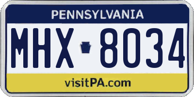 PA license plate MHX8034