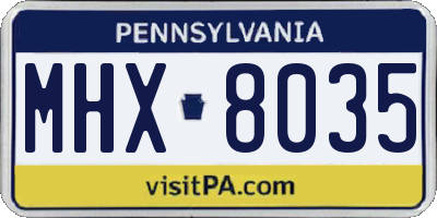 PA license plate MHX8035