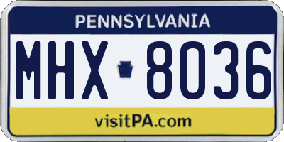 PA license plate MHX8036
