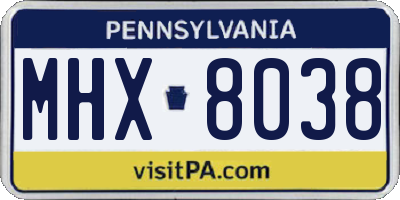 PA license plate MHX8038